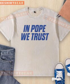 Top In Pope We Trust Kentucky Wildcats washed t-shirt in blue, perfect for fans showing team spirit and support.
