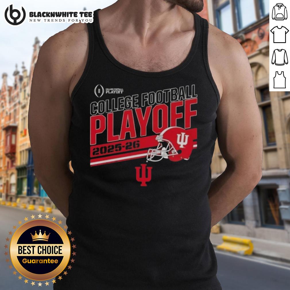 Top Indiana Hooisers Football 2025 26 Cfb Playoff Stripe Tank Top Top Indiana Hoosiers Football 2025-26 CFB Playoff Stripe Tank Top featuring team colors and logo for fans.