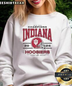 2025 Top Indiana Hoosiers Big Ten Football Champions sweatshirt in red, showcasing team pride and victory.