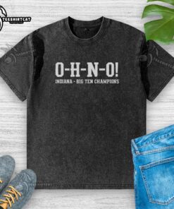 Indiana Hoosiers O H N O Big Ten Champions washed t-shirt featuring bold team graphics and a vintage look.