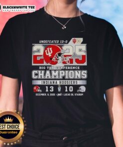 2025 Top Indiana Hoosiers Undefeated Big Ten Conference Champions ladies tee showcasing team pride and style.