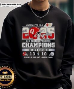 Top Indiana Hoosiers Undefeated Big Ten Conference Champions 2025 sweatshirt featuring team colors and logo.