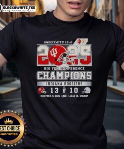 Top Indiana Hoosiers Undefeated Big Ten Conference Champions 2025 T-Shirt featuring team colors and logo design.