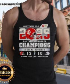 2025 Indiana Hoosiers Undefeated Big Ten Conference Champions tank top featuring team colors and logo.