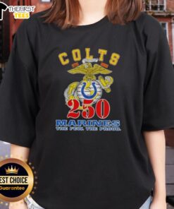 Top Indianapolis Colts X U.S.M.C 250th Birthday Celebration Ladies Tee featuring vibrant graphics and team colors.