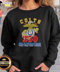 Top Indianapolis Colts x U.S.M.C. 250th Birthday Celebration sweatshirt featuring bold designs and team colors.