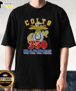 Top Indianapolis Colts X U.S.M.C 250th Birthday Celebration T-Shirt featuring bold graphics and vibrant colors.