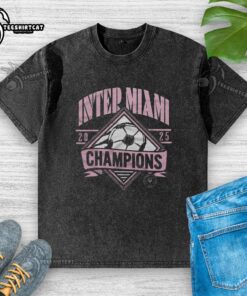 Top Inter Miami CF MLS Cup Champions 2025 washed t-shirt featuring team logo and championship details.