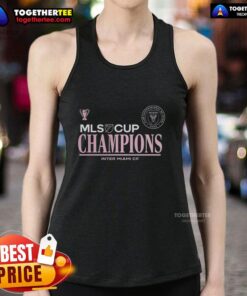 Alt Text: Inter Miami CF MLS Cup Champions 2025 logo tank top featuring a stylish diving stretch design for fans.