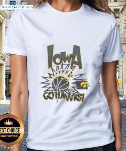 Top Iowa Hawkeyes Go Hawks Slam Ladies Tee featuring team colors and logo, perfect for female fans supporting Iowa sports.