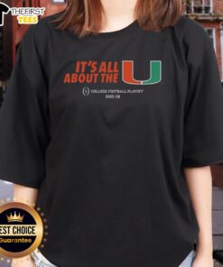 Womens Miami Hurricanes CFP College Football Playoff 2025-26 tee showcasing team spirit and style.