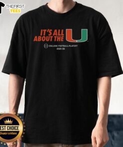 Miami Hurricanes CFP College Football Playoff 2025-26 T-Shirt featuring vibrant team colors and logo design.