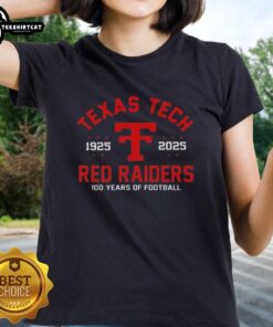 Top Jacob Rodriguez Texas Tech 100 Years of Football 1925-2025 Ladies Tee showcasing vintage team spirit and style.