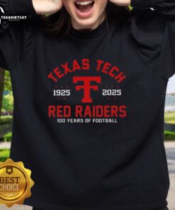 Alt Text: Top Jacob Rodriguez Texas Tech 100 Years of Football 1925-2025 sweatshirt featuring classic design and vibrant colors.