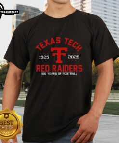 Alt Text: Top Jacob Rodriguez Texas Tech 100 Years of Football 1925-2025 T-Shirt featuring bold graphics and vibrant colors.