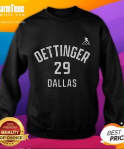 Top Jake Oettinger Dallas Stars ice hockey sweatshirt featuring name and number 29 in bold design.