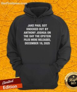 Jake Paul knocked out by Anthony Joshua, wearing a hoodie on the day the Epstein files were released.