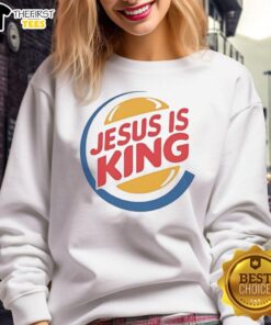 Stylish Top Jesus Is King Style Burger logo sweatshirt featuring bold graphics for trendy, faith-inspired fashion.