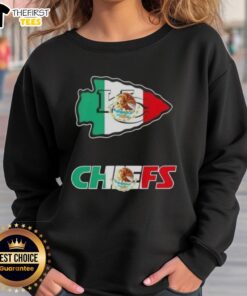 Kansas City Chiefs football sweatshirt featuring a Mexican flag logo, perfect for fans celebrating their heritage.