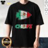 Alt Text: Kansas City Chiefs football t-shirt featuring the team's logo alongside the Mexican flag design, perfect for fans.
