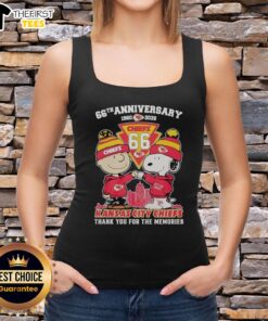 Top Kansas City Chiefs outfit featuring Snoopy and Charlie Brown tank top for the 66th anniversary (1960-2026).