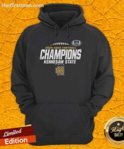 Top Kennesaw State Owls 2025 C-USA Champs hoodie in black, featuring team logo and championship design.