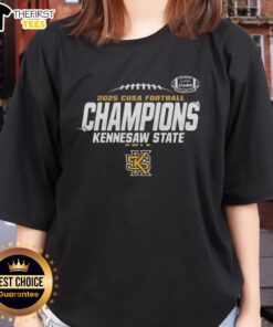 Kennesaw State Owls 2025 C-USA Champs ladies tee shirt design featuring team colors and logo.