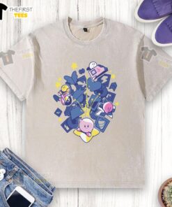 Top Kirby Day At The Races washed t-shirt featuring a vibrant design for racing fans and Kirby enthusiasts.