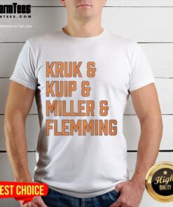 Top Kruk and Kuip and Miller and Flemming San Francisco Giants T-Shirt featuring iconic team colors and logos.