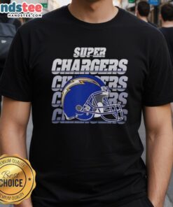 Top Los Angeles Chargers Football Super Chargers Helmet T-Shirt featuring the iconic team logo and design.