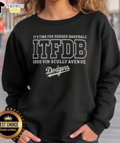 Top Los Angeles Dodgers sweatshirt featuring Vin Scully Avenue design, perfect for fans celebrating Dodgers pride.