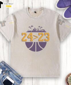 Top Los Angeles Lakers 24 over 23 washed t-shirt featuring vibrant team colors and a stylish design for fans.