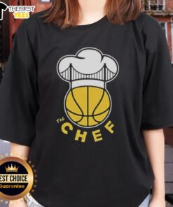 Alt Text: Top Los Angeles Lakers NBA The Chef Ball Logo Ladies Tee featuring vibrant design and comfortable fit for fans.