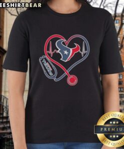 Houston Texans stethoscope headphones ladies tee for fans, perfect for showing team spirit in style.