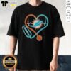Miami Dolphins fans T-shirt featuring a stethoscope and headphones design, perfect for showing love for the team.