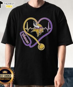 Top Love Minnesota Vikings Stethoscope Headphones Fans T-Shirt featuring vibrant team colors and a unique design for supporters.