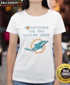 Top Miami Dolphins ladies tee featuring a fun design for fans loving to watch Fins with Daddy.