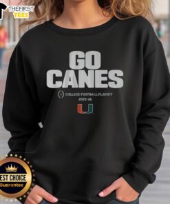 Top Miami Football 2025 CFP Team Slogan Sweatshirt featuring bold graphics and vibrant colors, perfect for fans.
