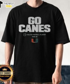 Alt Text: Top Miami Football 2025 CFP Team Slogan T-Shirt featuring bold graphics and vibrant colors for fans.