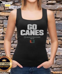 Top Miami Football 2025 CFP Team Slogan Tank Top featuring vibrant graphics and team colors for fans and supporters.