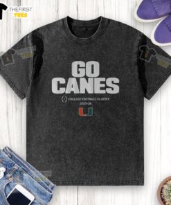 Alt Text: Top Miami football 2025 CFP team slogan washed t-shirt in vibrant colors, perfect for fans and game day wear.