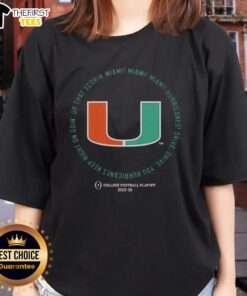 Miami Hurricanes ladies tee featuring 'Drive Drive Drive' slogan, perfect for fans supporting CFP 2025-26 season.
