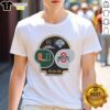 Top Miami Hurricanes vs Ohio State Buckeyes 2025 CFP Goodyear Cotton Bowl logo T-shirt featuring vibrant team graphics.