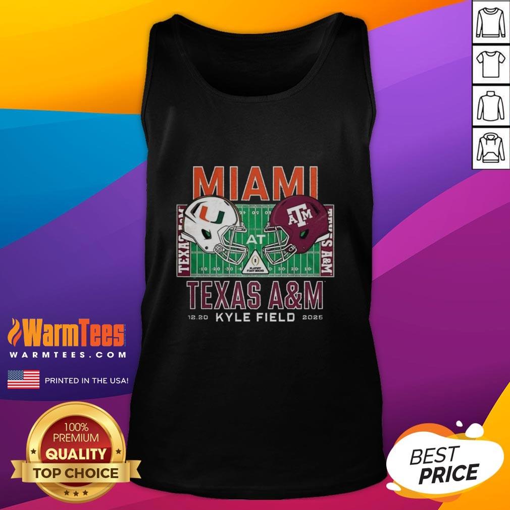 top-miami-hurricanes-vs-texas-am-aggies-ncaa-kyle-field-2025-helmet-tank-top Alt Text: Top Miami Hurricanes vs Texas A&M Aggies NCAA 2025 tank top featuring team helmets at Kyle Field.