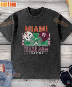 Top Miami Hurricanes vs Texas A&M Aggies NCAA 2025 helmet washed t-shirt showcasing team pride and vibrant colors.