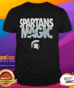 Top Michigan State Spartans Football T-Shirt featuring the Spartans Magic Nike logo in green and white colors.