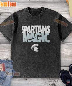 Top Michigan State Spartans football T-shirt featuring the Spartans Magic Nike logo in a stylish washed design.