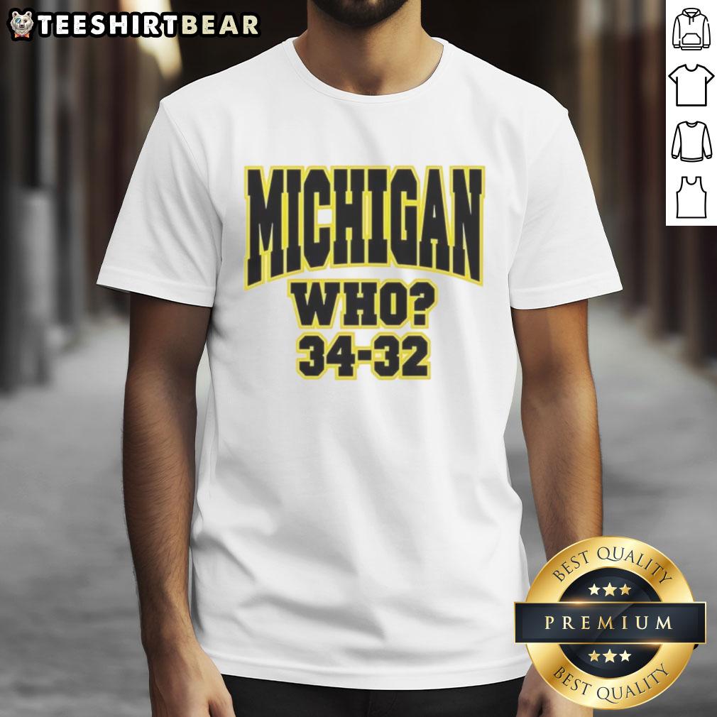 top-michigan-who-34-32-t-shirt Top Michigan Who 34-32 T-Shirt featuring bold graphics and vibrant colors celebrating Michigan sports pride.