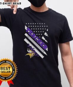 Top Minnesota Vikings Football X Teacher American Flag T-Shirt featuring vibrant design perfect for fans and educators.