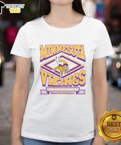 Top Minnesota Vikings heater ladies tee featuring vibrant team colors and logo, perfect for game day and casual wear.